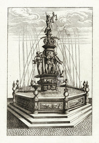 Bockler Architectura Curiosa Nova Fountain, Justice & Bird - Panteek Antique Prints