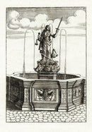 Bockler Architectura Curiosa Nova Fountain, Lady Justice - Panteek Antique Prints