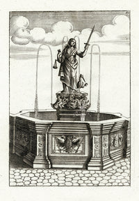 Bockler Architectura Curiosa Nova Fountain, Lady Justice - Panteek Antique Prints