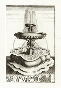 Bockler Architectura Curiosa Nova Fountain, Mascaron Birds - Panteek Antique Prints
