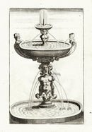 Bockler Architectura Curiosa Nova Fountain, Mascaron Caryatids - Panteek Antique Prints