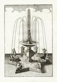 Bockler Architectura Curiosa Nova Fountain, Mermaids - Panteek Antique Prints