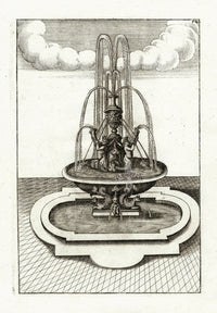 Bockler Architectura Curiosa Nova Fountain, Mermen - Panteek Antique Prints