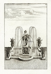 Bockler Architectura Curiosa Nova Fountain, Mother & child - Panteek Antique Prints