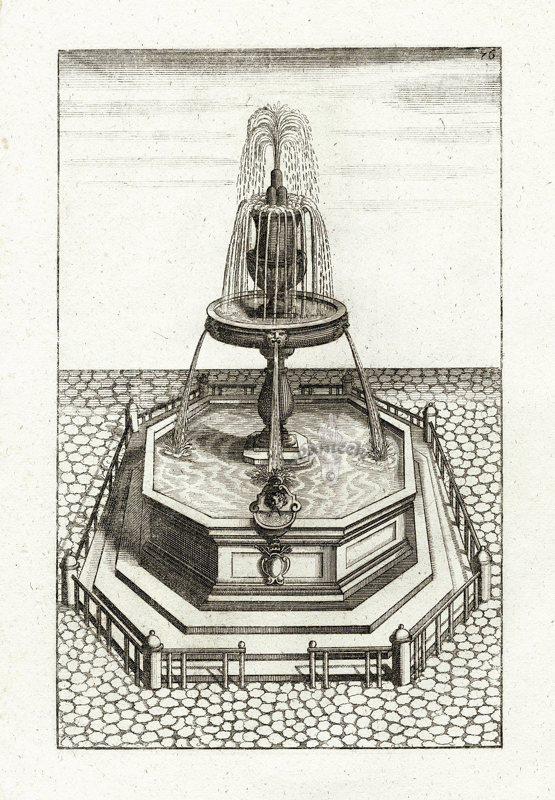 Bockler Architectura Curiosa Nova Fountain, Octagon Basin