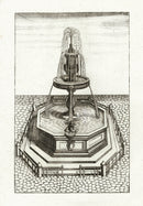 Bockler Architectura Curiosa Nova Fountain, Octagon Basin - Panteek Antique Prints