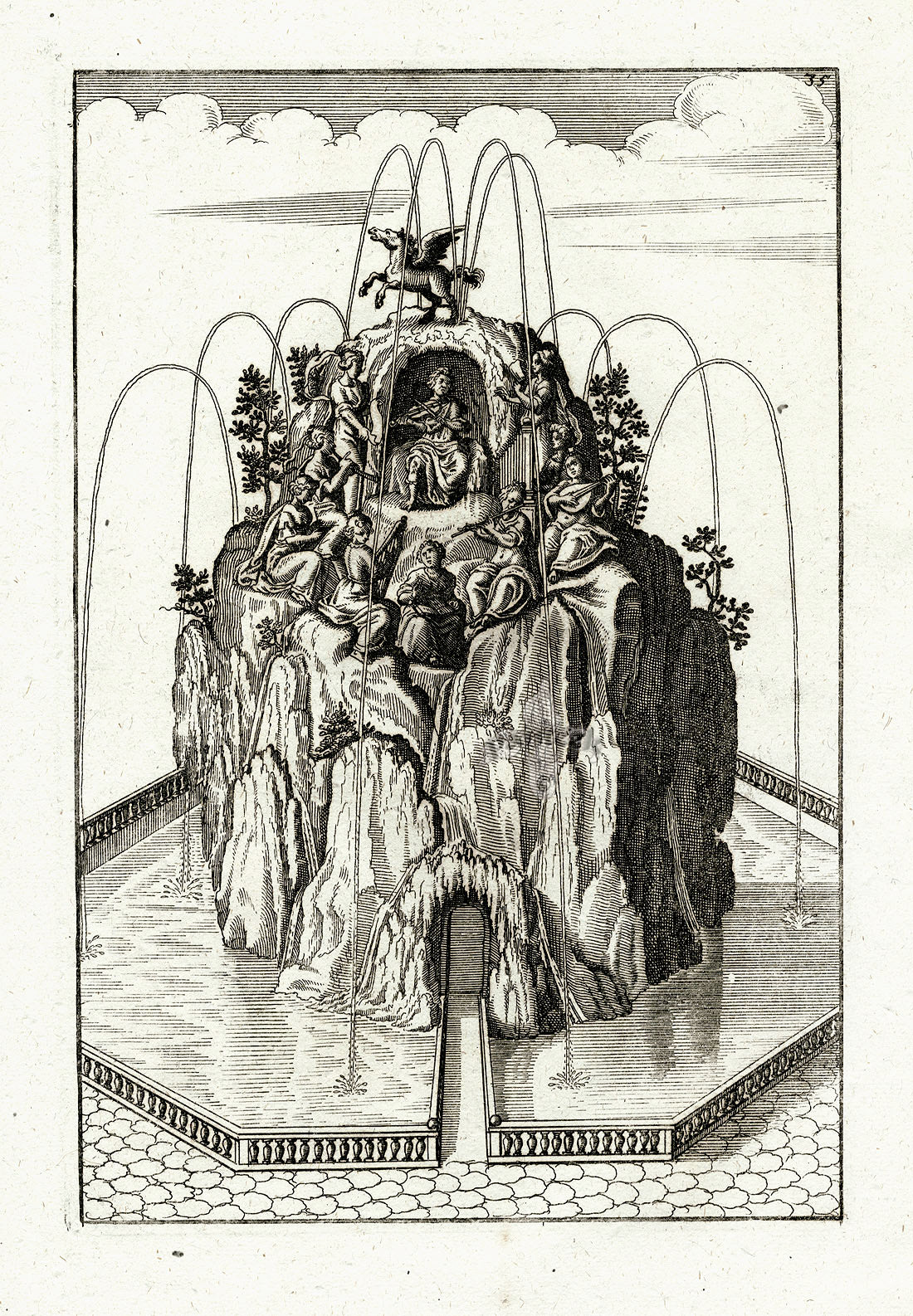 Bockler Architectura Curiosa Nova Fountain, Pegasus