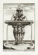 Bockler Architectura Curiosa Nova Fountain, Phoenix & Cherub - Panteek Antique Prints