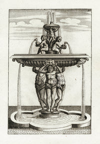 Bockler Architectura Curiosa Nova Fountain, Phoenix & Cherub - Panteek Antique Prints