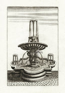 Bockler Architectura Curiosa Nova Fountain, Phoenix Pillar - Panteek Antique Prints