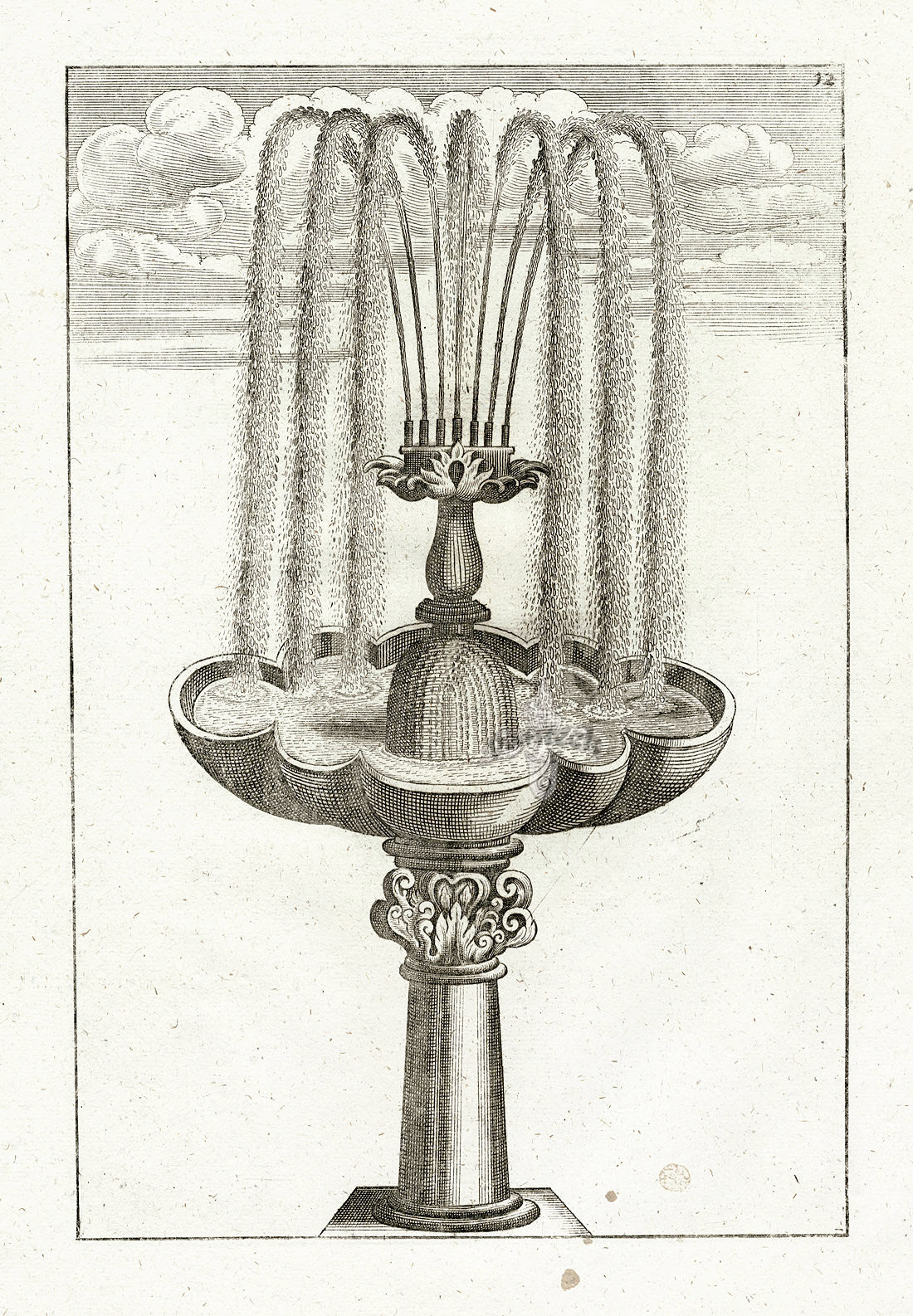 Bockler Architectura Curiosa Nova Fountain, Scalloped Basin