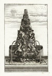 Bockler Architectura Curiosa Nova Fountain, Sea gods - Panteek Antique Prints