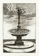 Bockler Architectura Curiosa Nova Fountain, Shield & Banner - Panteek Antique Prints