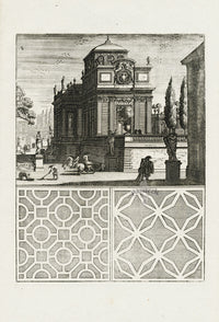 Bockler Architectura Curiosa Nova Fountain, Statues - Panteek Antique Prints