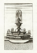 Bockler Architectura Curiosa Nova Fountain, Three-tiered - Panteek Antique Prints