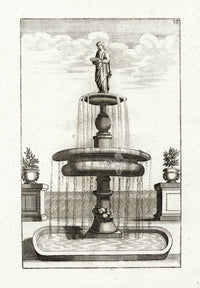 Bockler Architectura Curiosa Nova Fountain, Woman with Bowl - Panteek Antique Prints