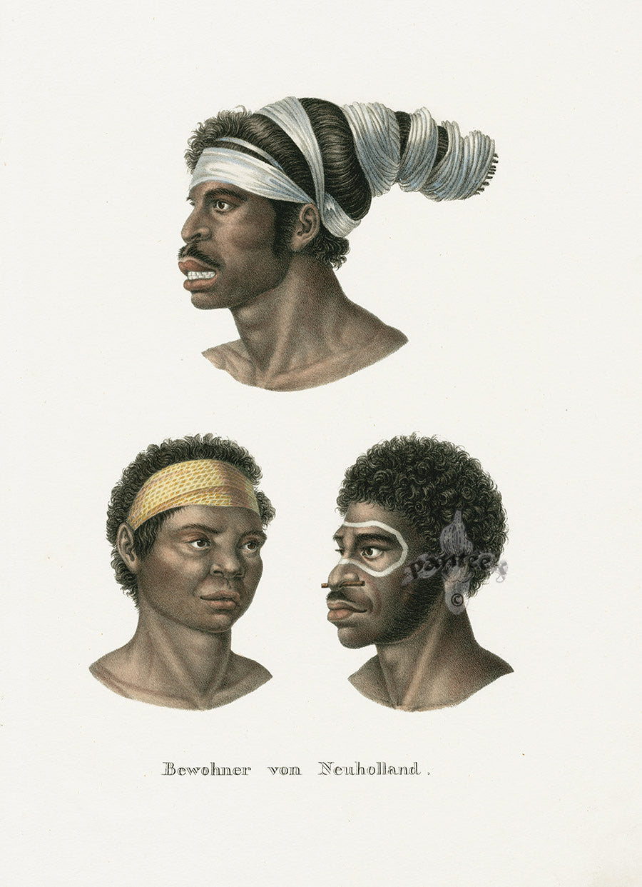 Bodmer Indigenous Peoples of the World Antique Print 1845 Aborigines
