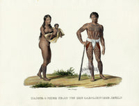 Bodmer Indigenous Peoples of the World Antique Print 1845 Caroline Islands Inhabitants - Panteek Antique Prints