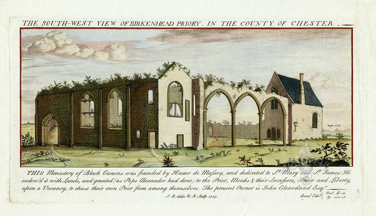 Buck Ruins of Castles & Abbeys in England 1726 Birkenhead Priory