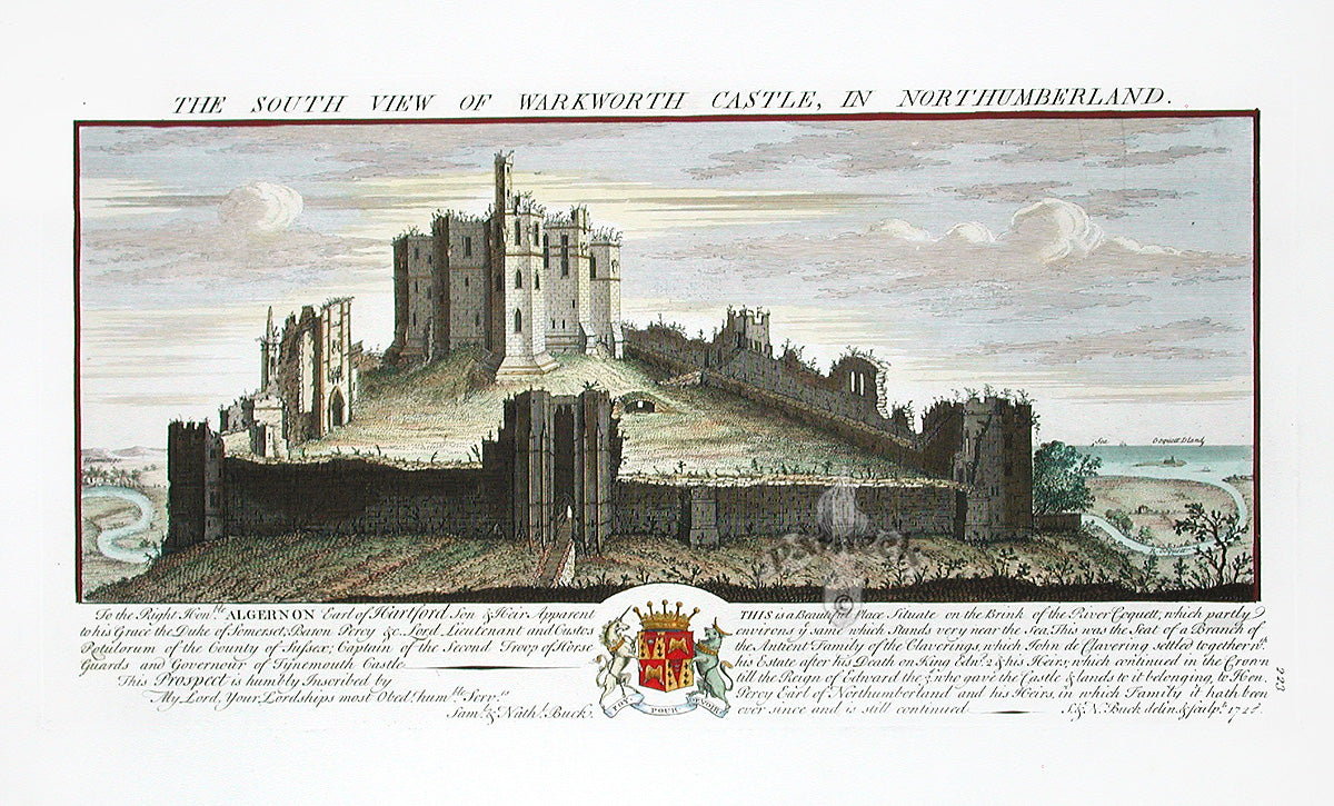 Buck Ruins of Castles & Abbeys in England 1726 Warkworth Castle