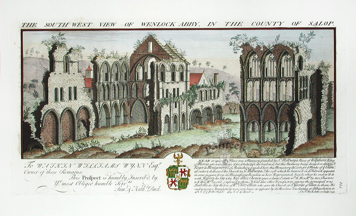 Buck Ruins of Castles & Abbeys in England 1726 Wenlock Abbey