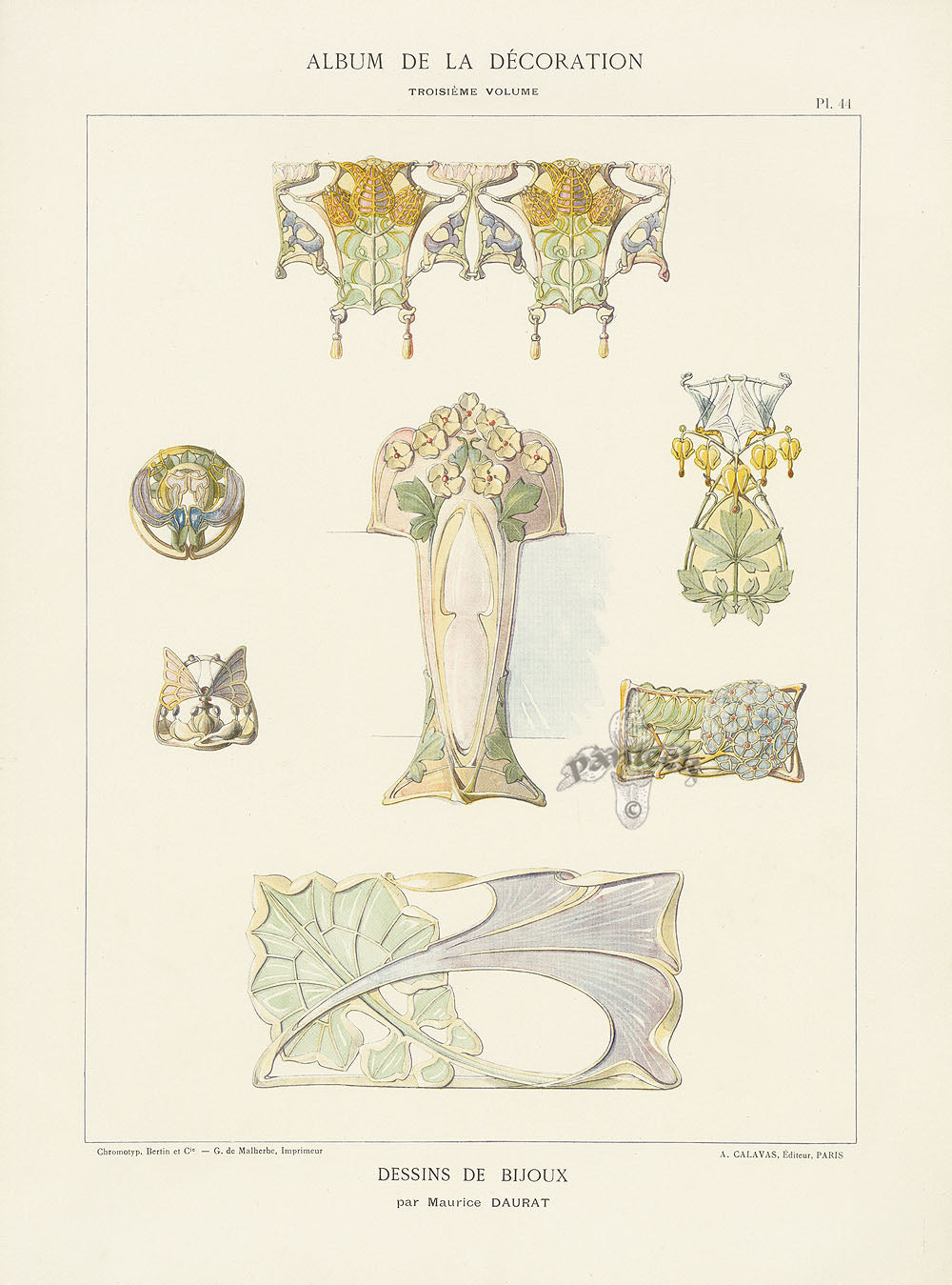 Calavas Decorative Antique Print Drawings by Bijoux