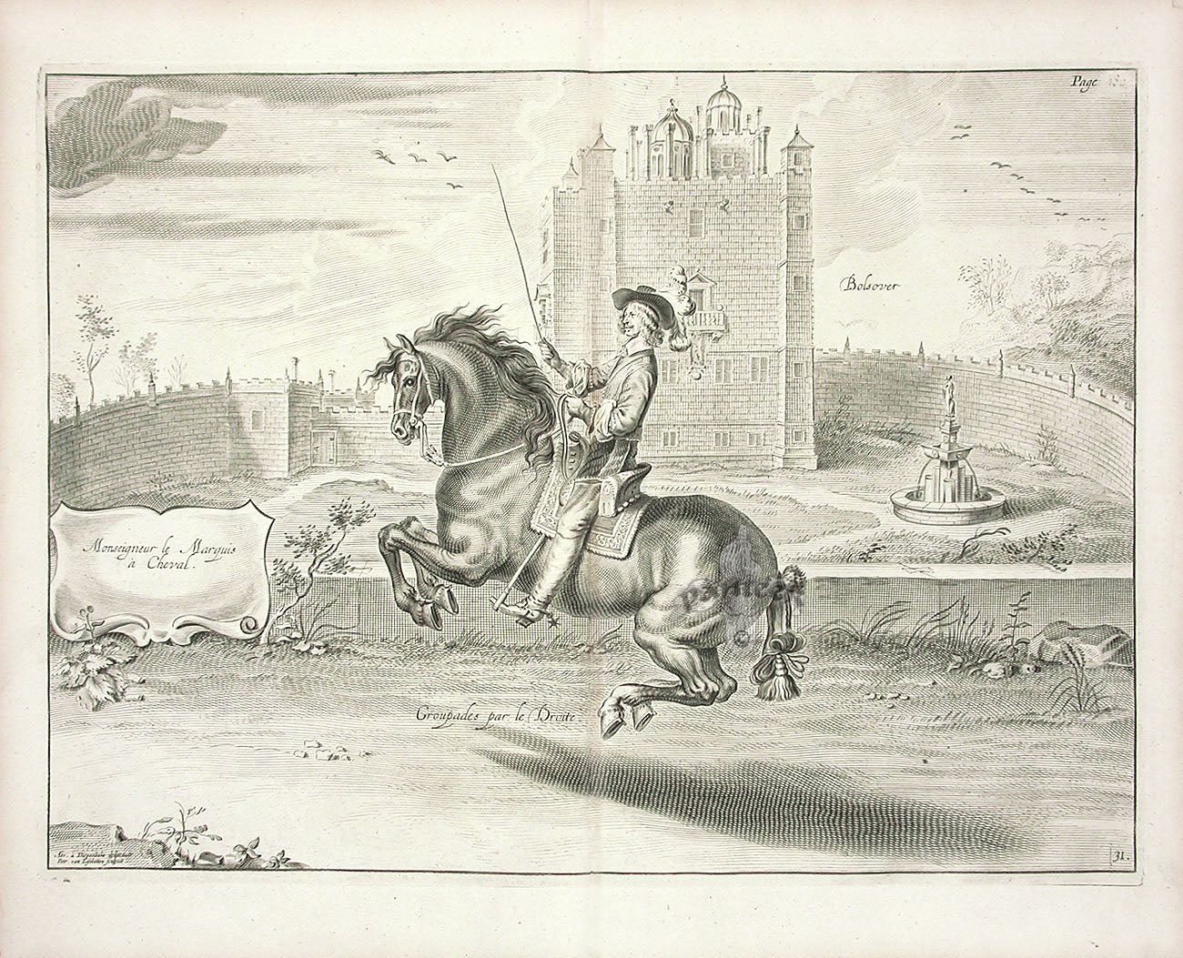 Cavendish General System of Horsemanship Print 1743 Marquis Cheval