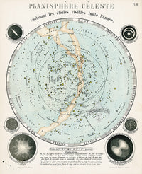 Celestial Atlas, Astronomy, Antique Print Planisphere Celeste - Panteek Antique Prints