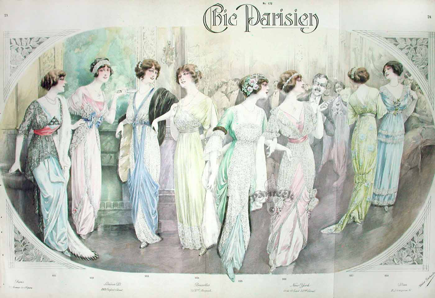 Chic Parisien Fashion Prints 1913 Ball Gowns