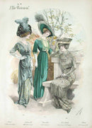 Chic Parisien Fashion Prints 1913 Green Dresses - Panteek Antique Prints