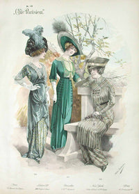 Chic Parisien Fashion Prints 1913 Green Dresses - Panteek Antique Prints