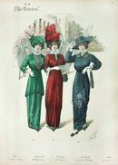 Chic Parisien Fashion Prints 1913 Green, Red, Blue Dresses - Panteek Antique Prints