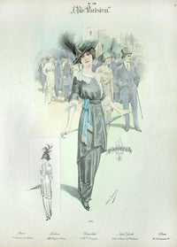 Chic Parisien Fashion Prints 1913 Grey Dress - Panteek Antique Prints