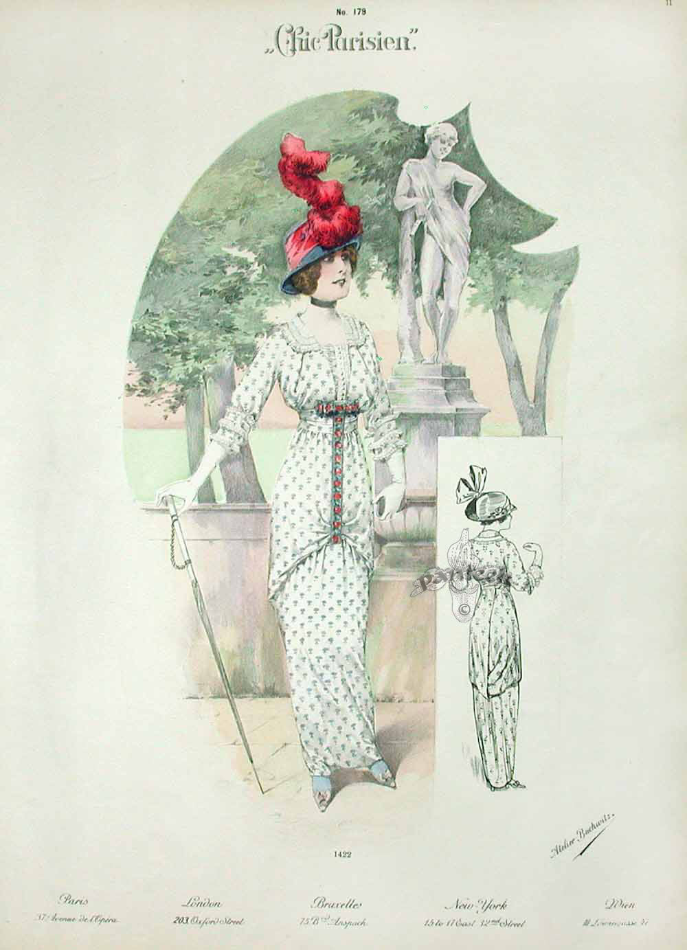 Chic Parisien Fashion Prints 1913 Pattern Dress