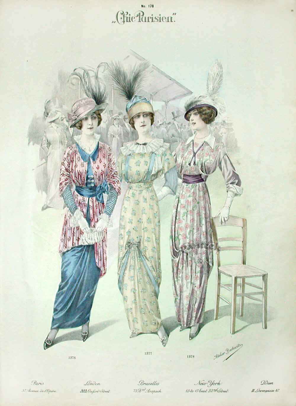 Chic Parisien Fashion Prints 1913 Pattern Dresses