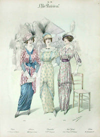 Chic Parisien Fashion Prints 1913 Pattern Dresses - Panteek Antique Prints