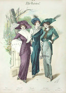 Chic Parisien Fashion Prints 1913 Purple, Blue, Green Dresses - Panteek Antique Prints