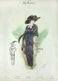 Chic Parisien Fashion Prints 1913 Purple Dress - Panteek Antique Prints