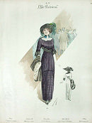 Chic Parisien Fashion Prints 1913 Purple Evening Dress - Panteek Antique Prints