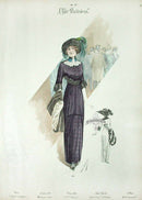 Chic Parisien Fashion Prints 1913 Purple Evening Dress - Panteek Antique Prints
