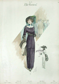 Chic Parisien Fashion Prints 1913 Purple Evening Dress - Panteek Antique Prints