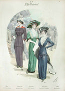 Chic Parisien Fashion Prints 1913 Purple, Green, Blue Dresses - Panteek Antique Prints