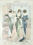 Chic Parisien Fashion Prints 1913 White, Grey, Blue Dresses - Panteek Antique Prints