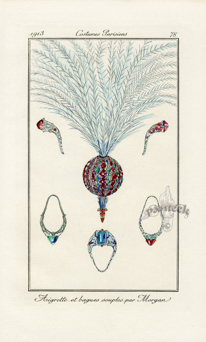 Costumes Parisiens 1912 Aigrette et bagues Rings