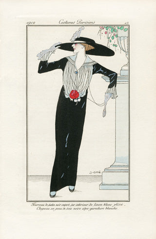 Costumes Parisiens 1912 Fourreau de satin noir, Dress
