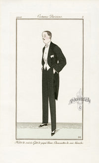 Costumes Parisiens 1912 Habit de soiree Tuxedo - Panteek Antique Prints