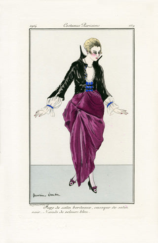 Costumes Parisiens 1912 Jupe de satin Skirt - Panteek Antique Prints