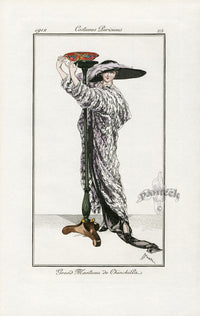 Costumes Parisiens 1912 Manteau de Chinchilla Coat - Panteek Antique Prints