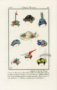 Costumes Parisiens 1912 Modeles de Demay Hats - Panteek Antique Prints