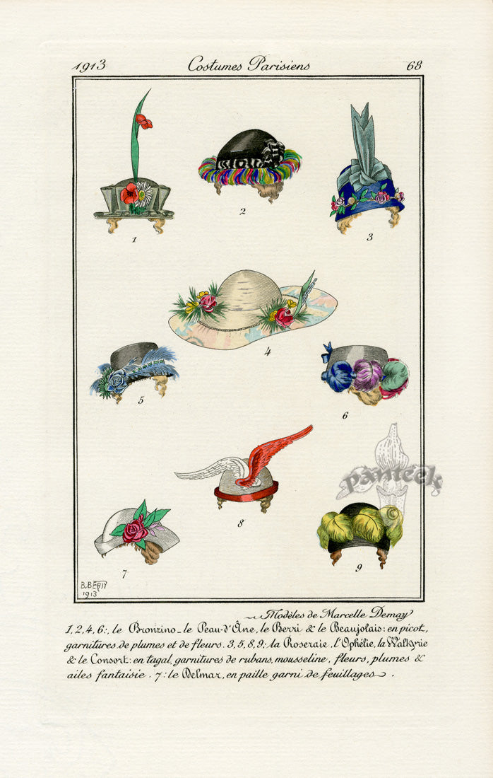 Costumes Parisiens 1912 Modeles de Demay Hats